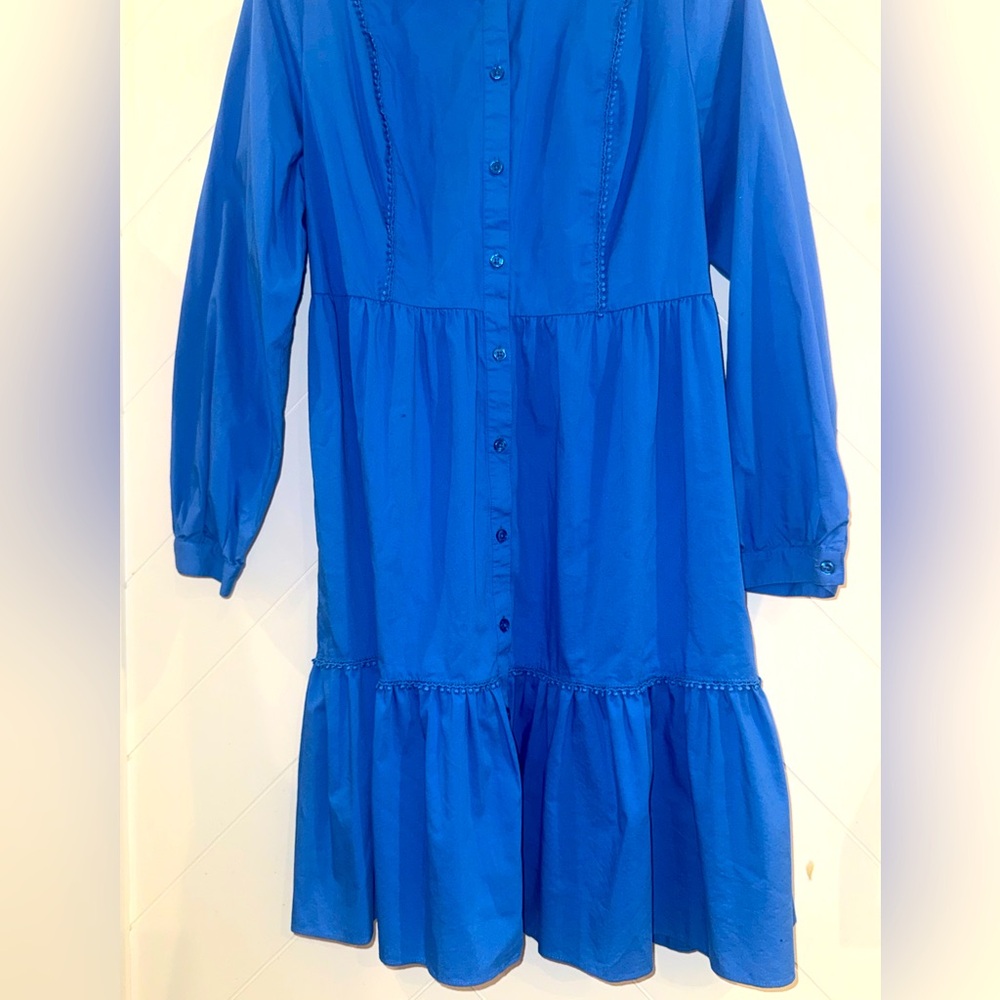 Nanette Lepore Shirt Midi Dress crochet Lace poplin 14 polished preppy classic - Picture 5 of 12
